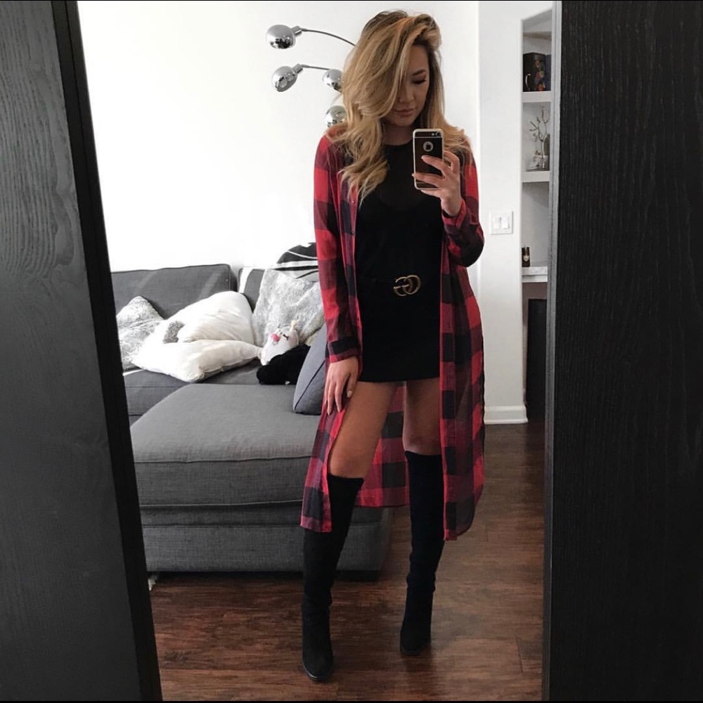 SHEER PLAID DRESS